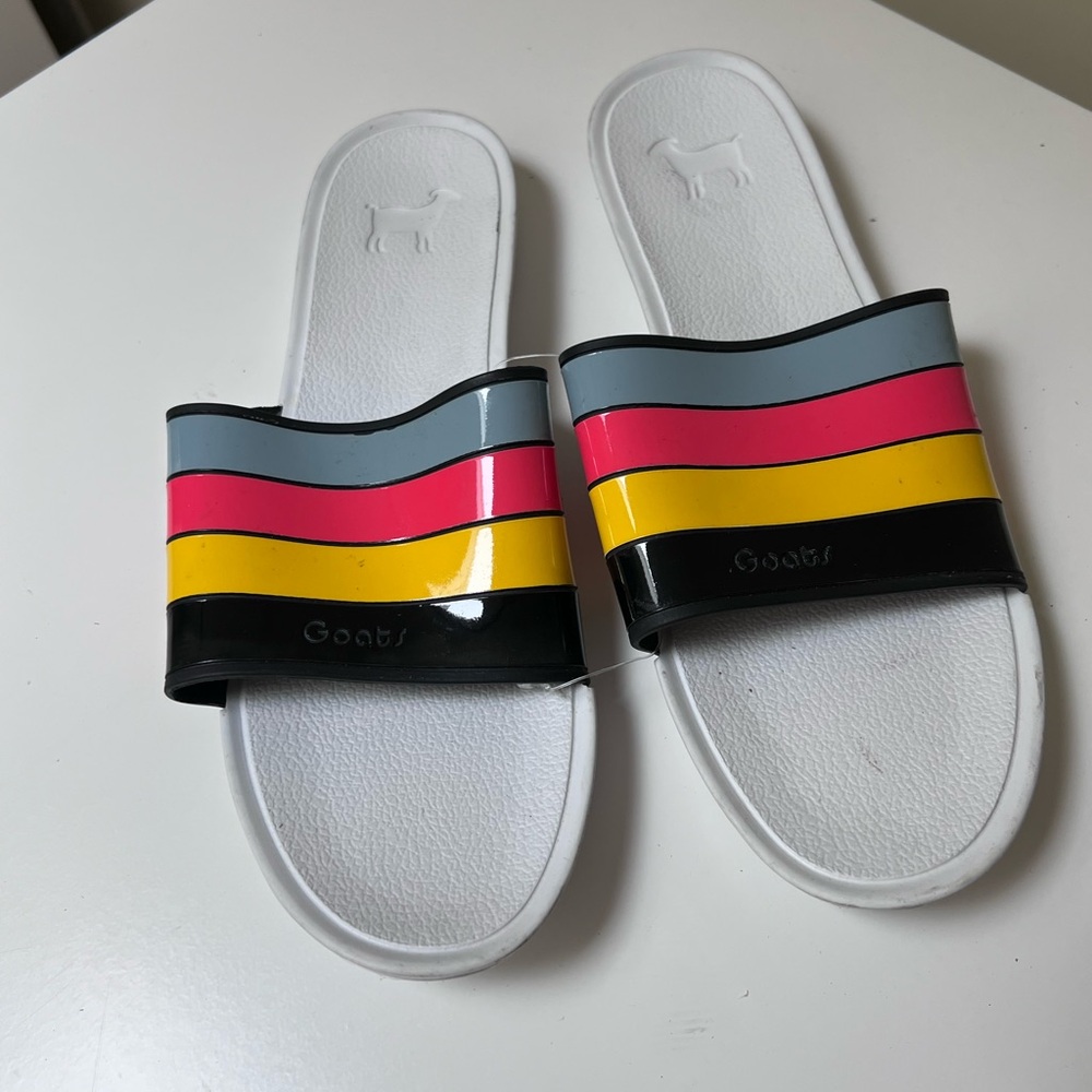 Goats Pool Slides Multicolor Striped Slide Sandals‎ Size 10